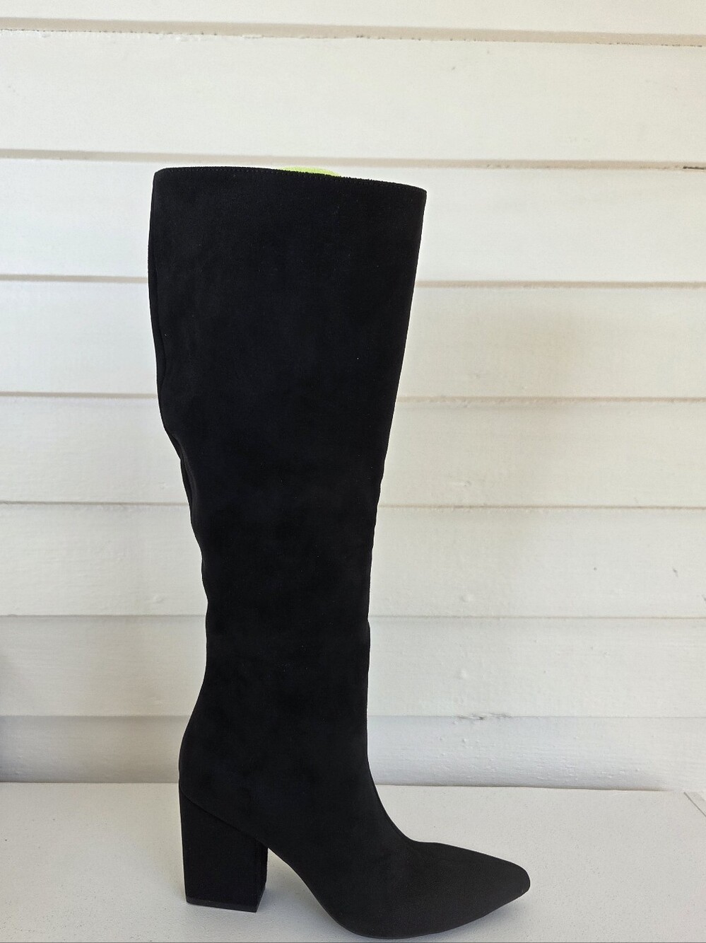 On 34th Women’s Classic Black Faux Suede Knee-High Block Heel Boot Size 6